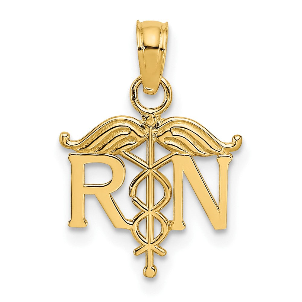 10k Yellow Gold 14 mm Registered Nurse Pendant (0.57 grams)