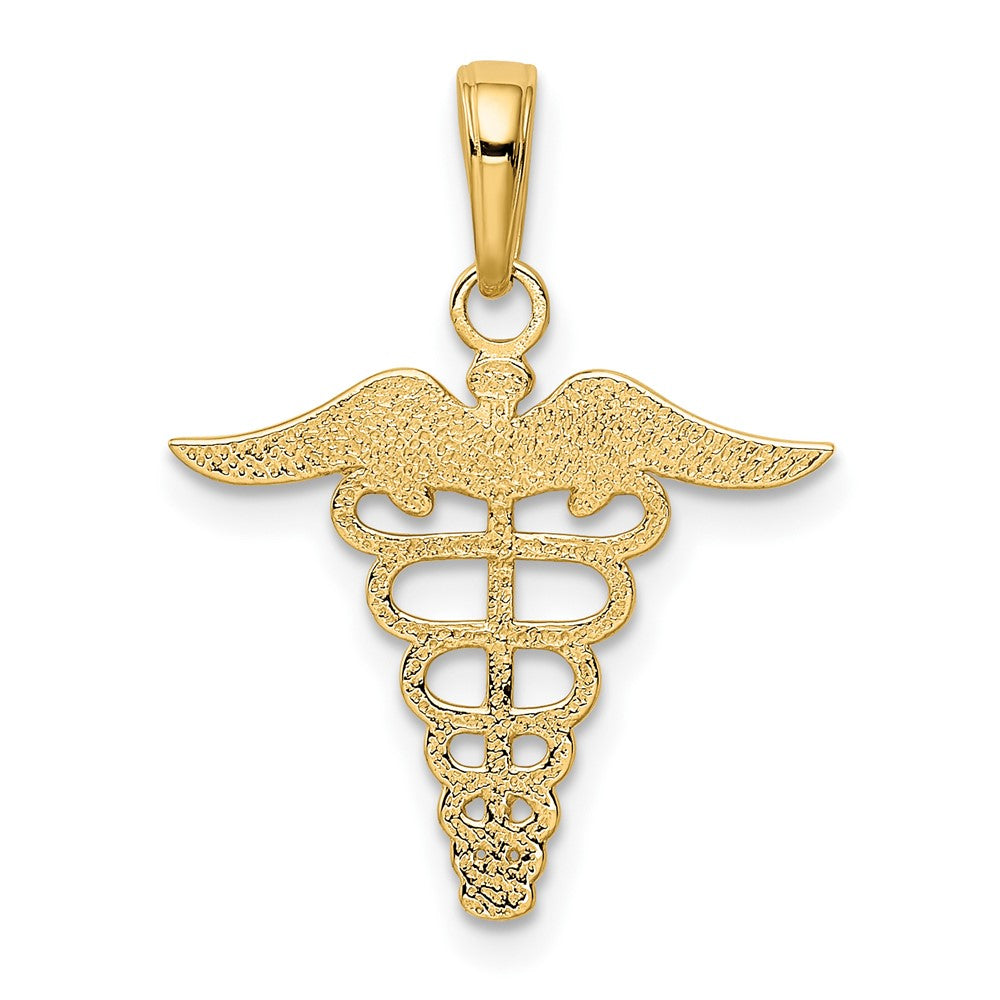 10k Yellow Gold 19 mm Caduceus Pendant (0.67 grams)