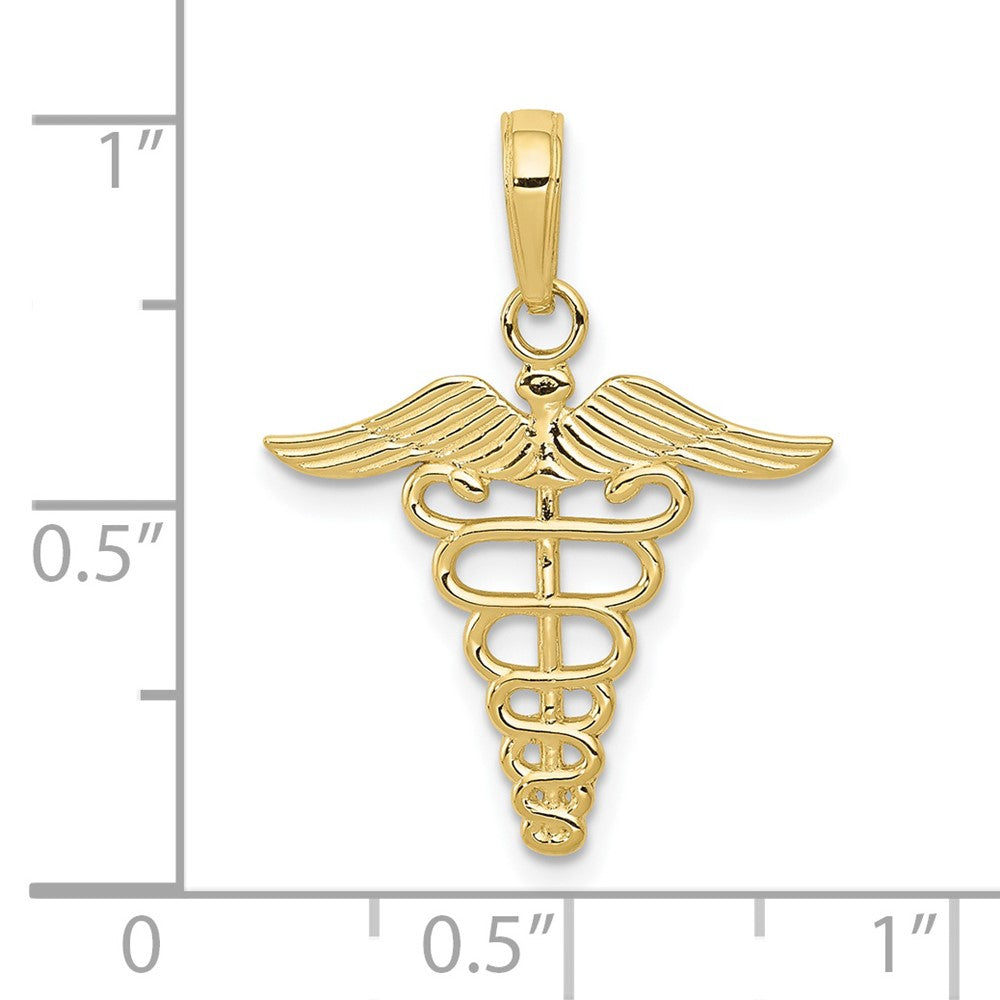 10k Yellow Gold 19 mm Caduceus Pendant (0.67 grams)