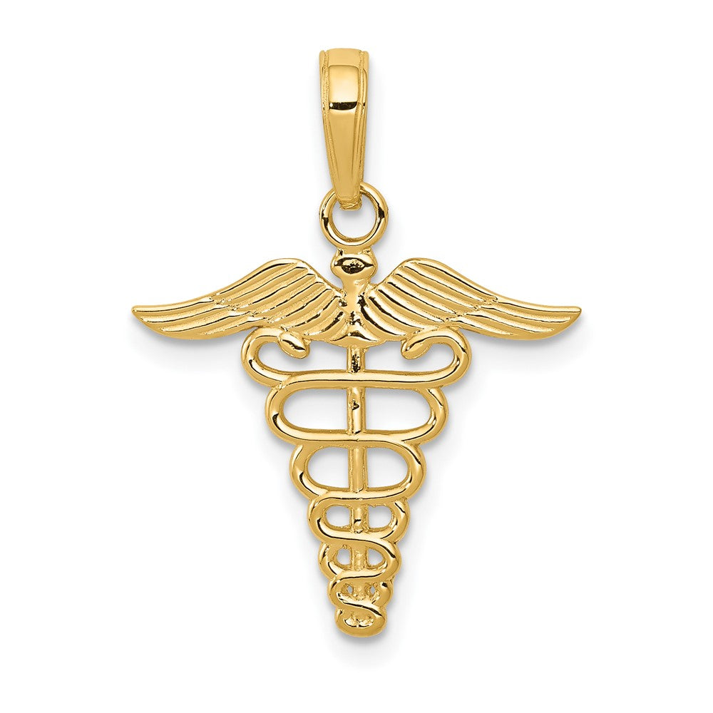 10k Yellow Gold 19 mm Caduceus Pendant (0.67 grams)