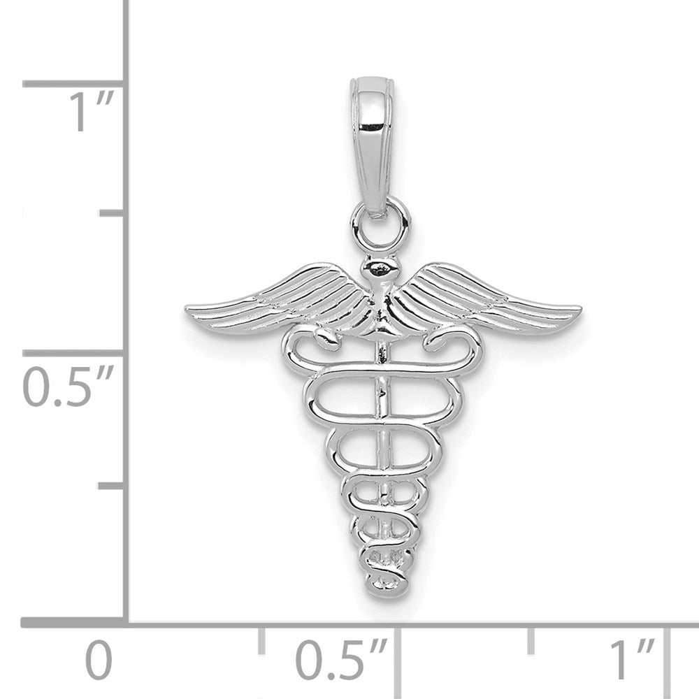 10k White Gold 19 mm Caduceus Pendant (0.63 grams)