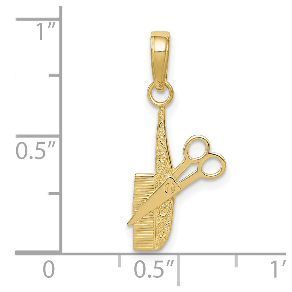 10k Yellow Gold 10.75 mm Comb and Scissors Charm (0.6 grams)