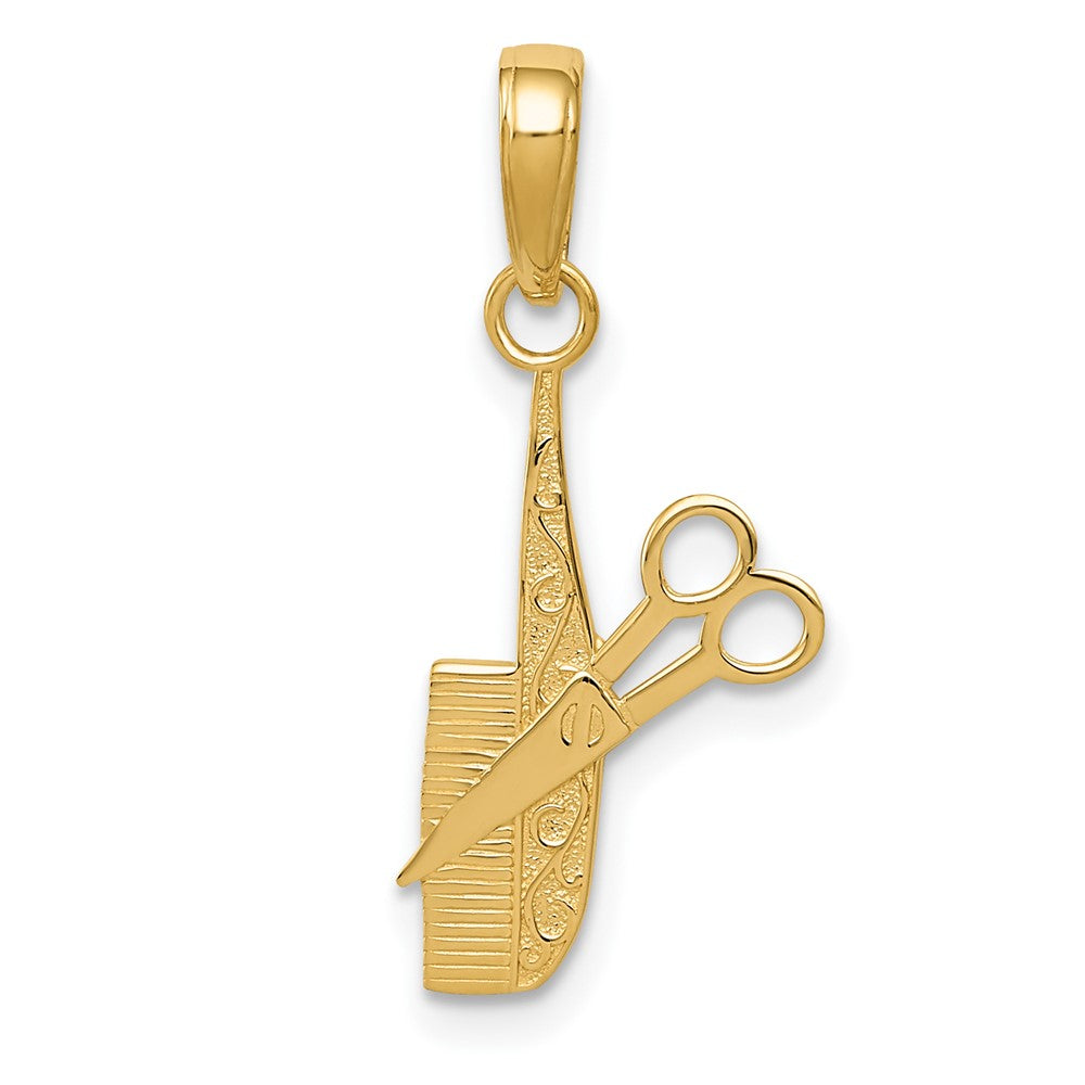 10k Yellow Gold 10.75 mm Comb and Scissors Charm (0.6 grams)