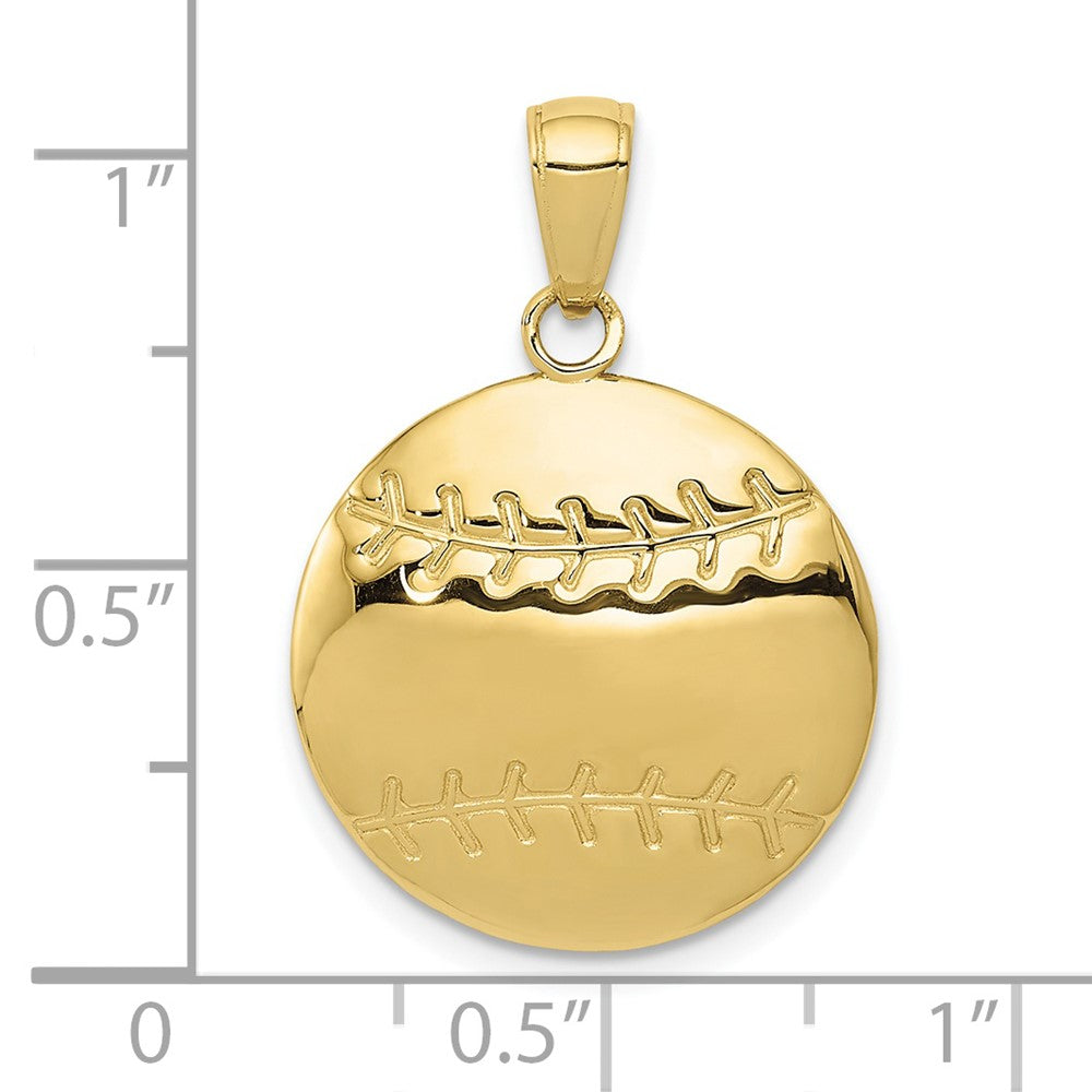 10k Yellow Gold 18 mm Diamond-Cut Baseball Charm (1.69 grams)