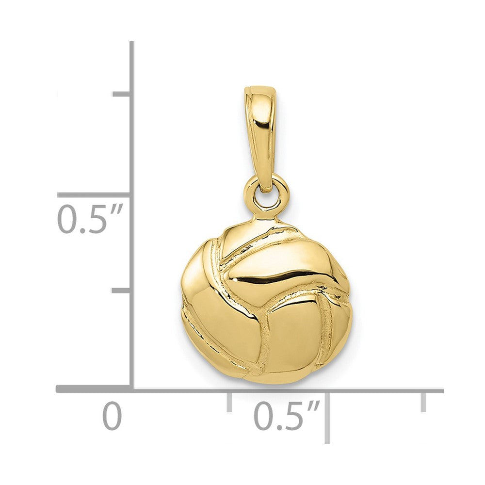 10k Yellow Gold 11 mm Solid Satin Diamond -Cut Volleyball Charm (1.03 grams)