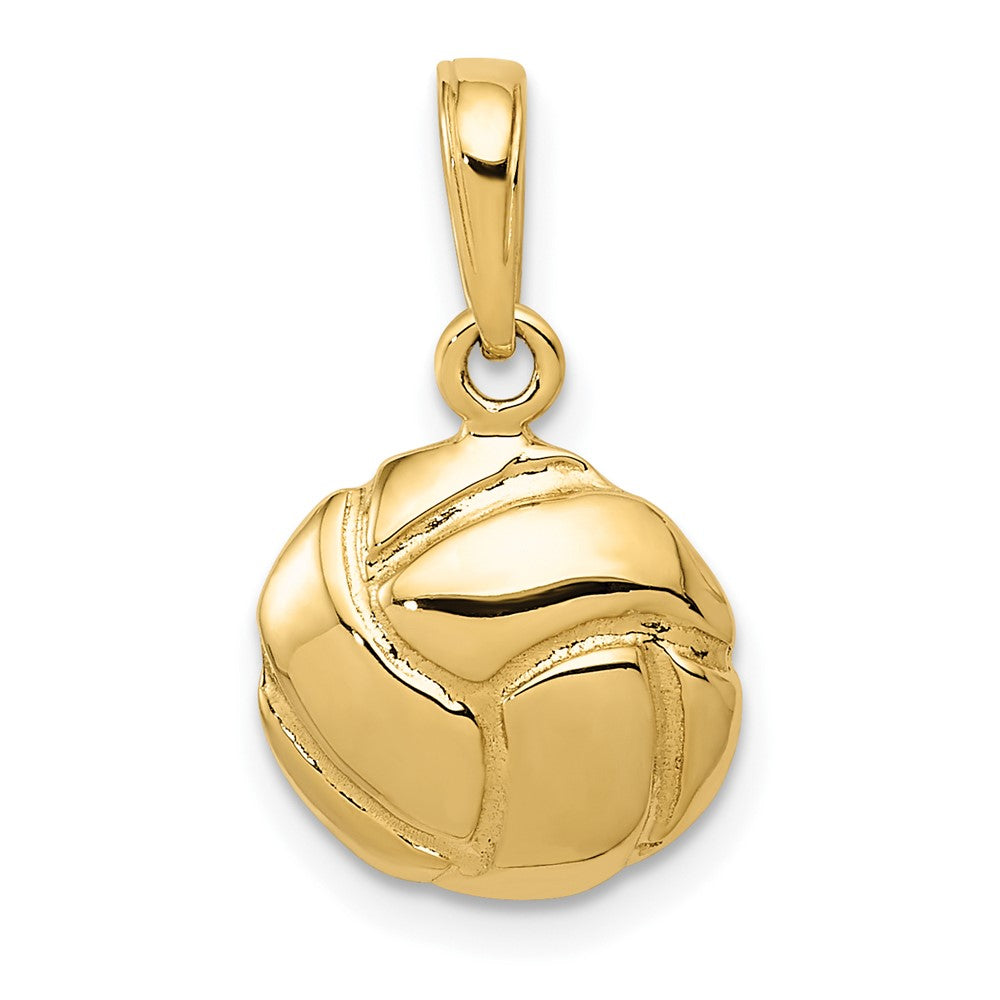 10k Yellow Gold 11 mm Solid Satin Diamond -Cut Volleyball Charm (1.03 grams)