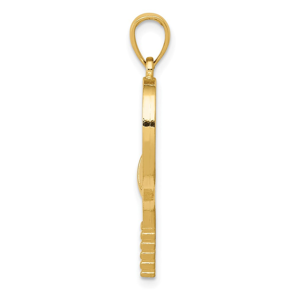 10k Yellow Gold 20 mm Diamond-Cut Tennis Racquet Charm (1.26 grams)