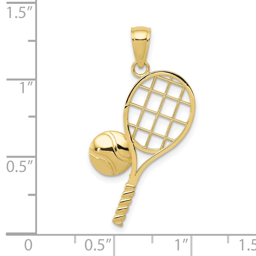 10k Yellow Gold 20 mm Diamond-Cut Tennis Racquet Charm (1.26 grams)