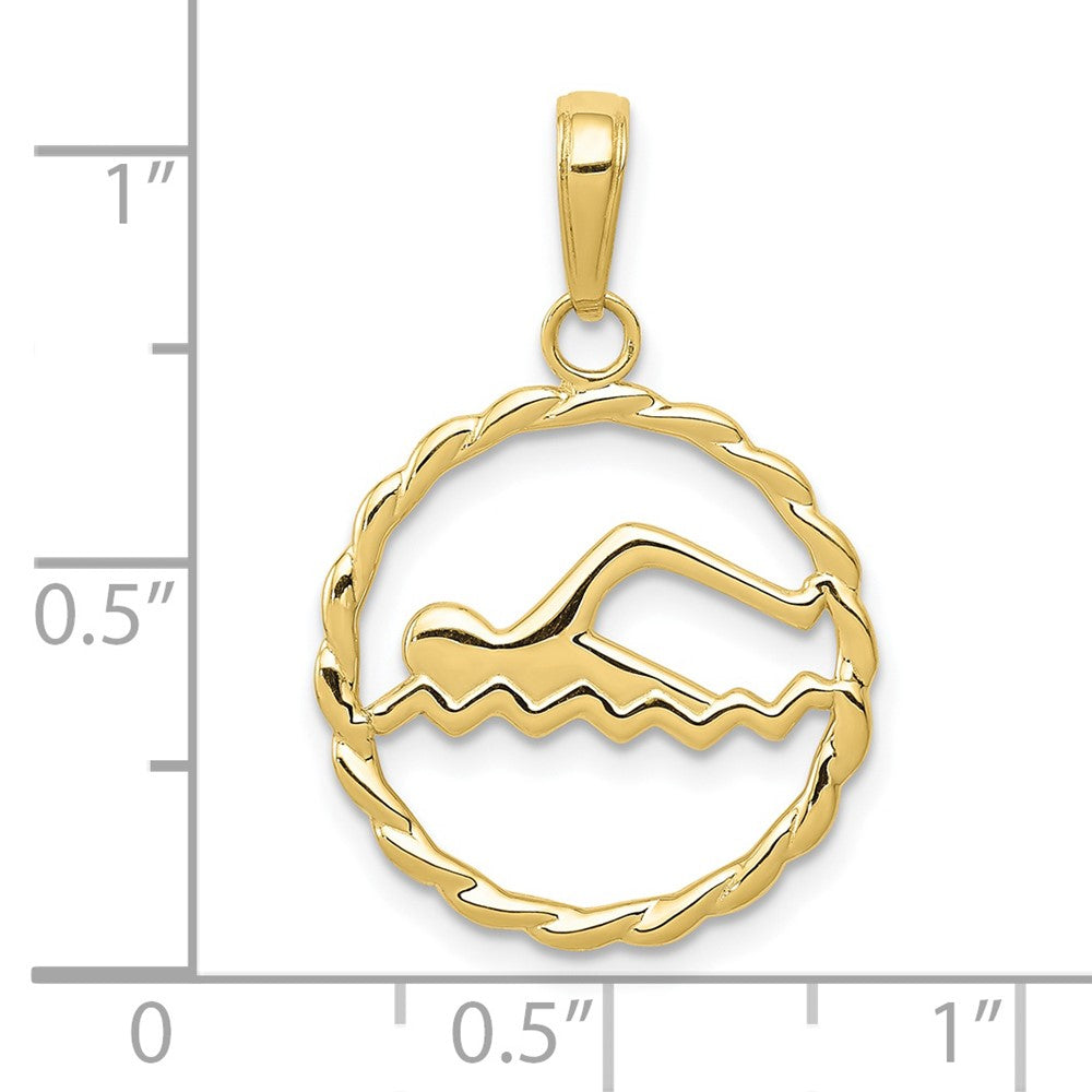 10k Yellow Gold 17 mm ng Inside Frame Pendant (0.91 grams)