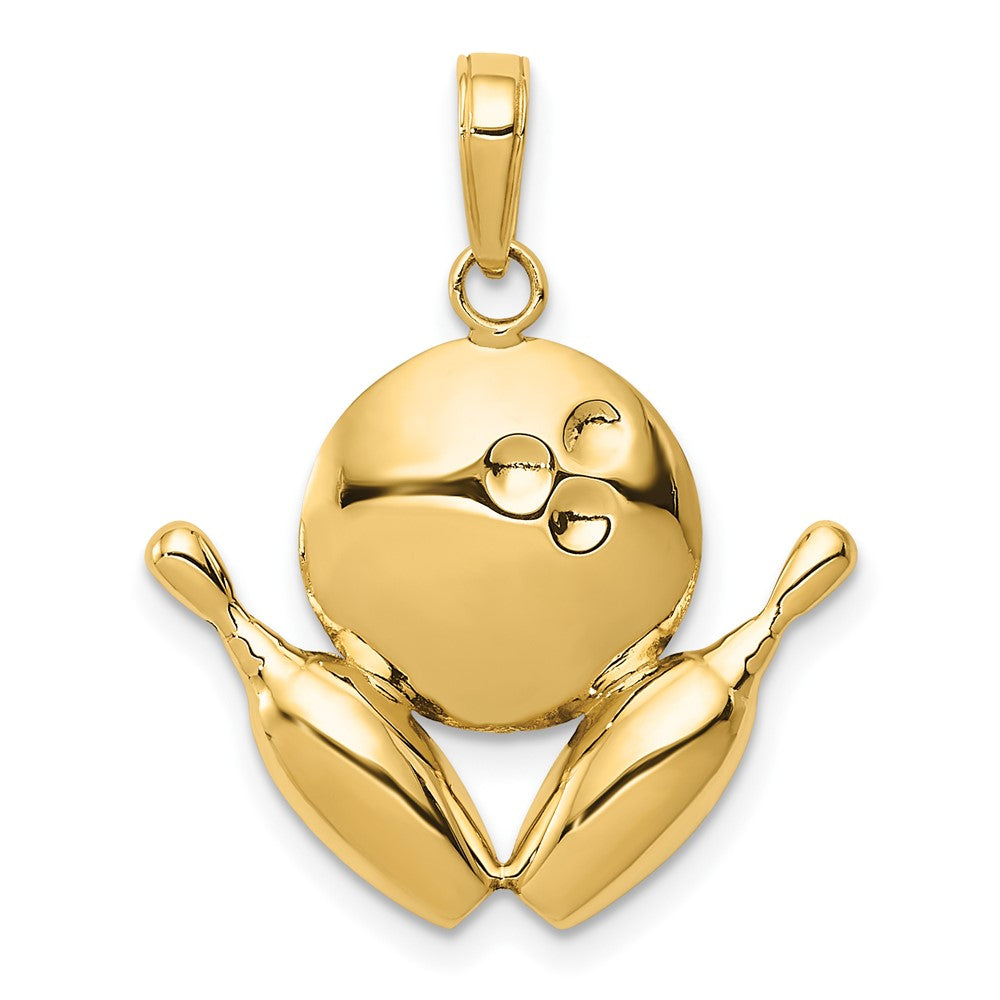 10k Yellow Gold 21 mm Diamond-Cut Bowling Theme Charm (1.32 grams)