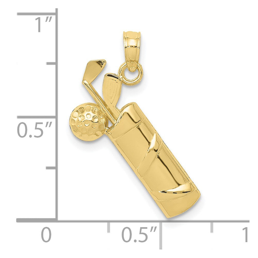 10k Yellow Gold 18 mm Polished Golf Bag Charm (1.13 grams)