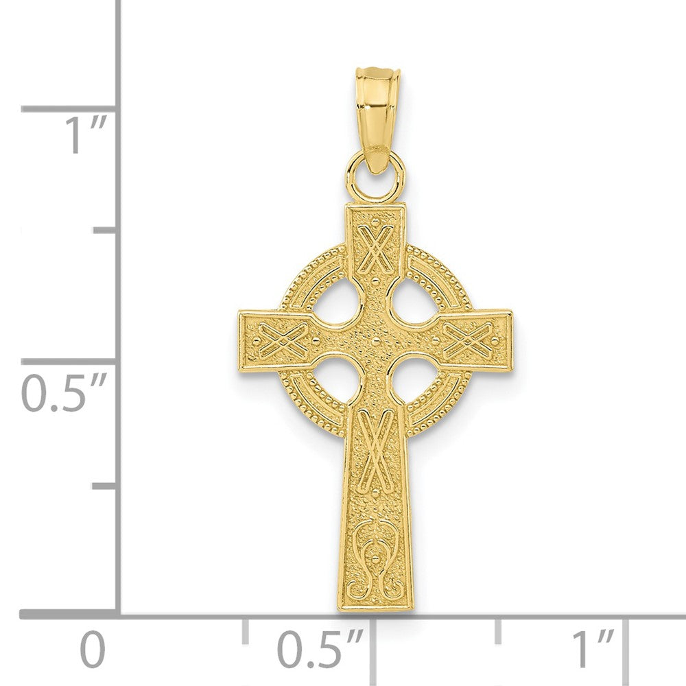 10k Yellow Gold 14 mm Celtic Cross w/Eternity Circle Pendant (0.9 grams)