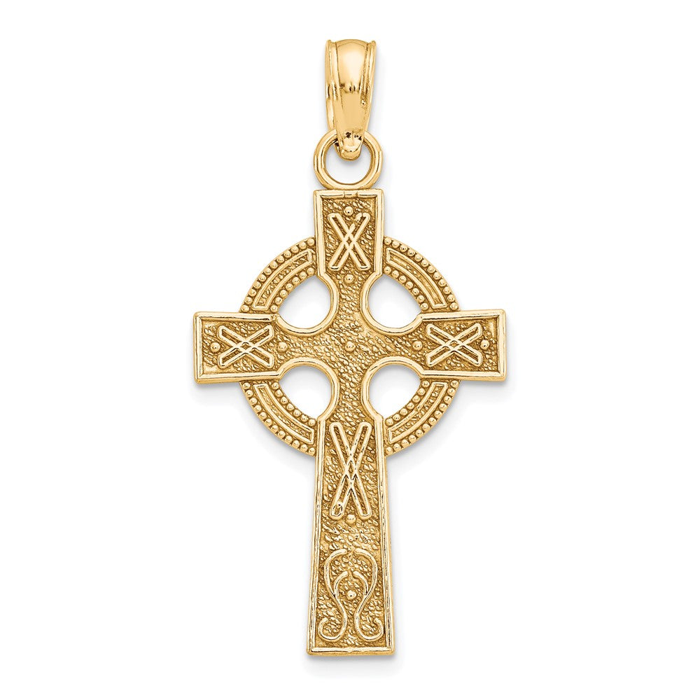 10k Yellow Gold 14 mm Celtic Cross w/Eternity Circle Pendant (0.9 grams)