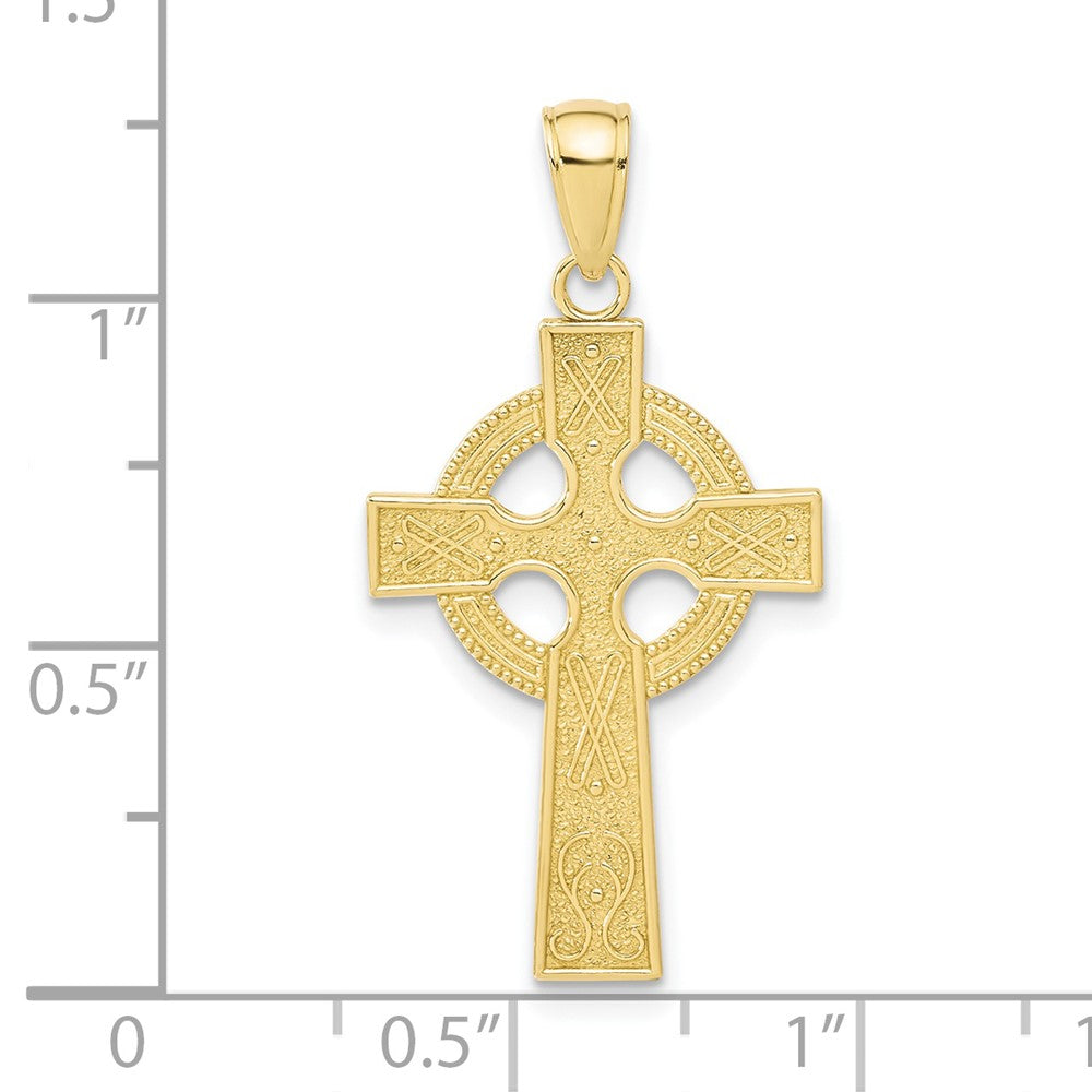 10k Yellow Gold 17 mm Celtic Cross w/Eternity Circle Pendant (1.19 grams)