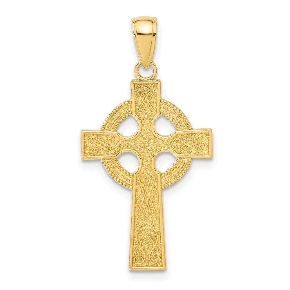 10k Yellow Gold 17 mm Celtic Cross w/Eternity Circle Pendant (1.19 grams)