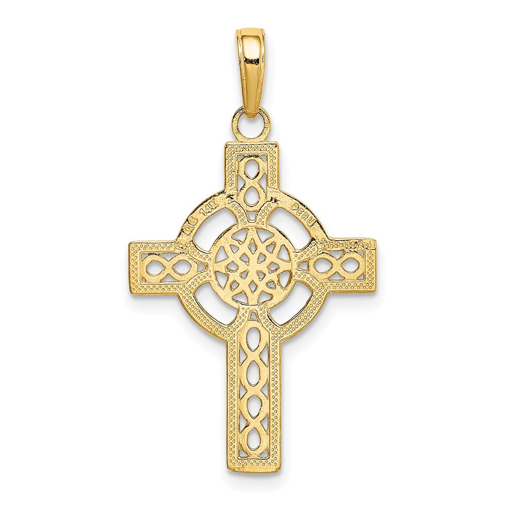 10k Yellow Gold 19 mm Diamond-cut Celtic Cross Pendant (1.19 grams)