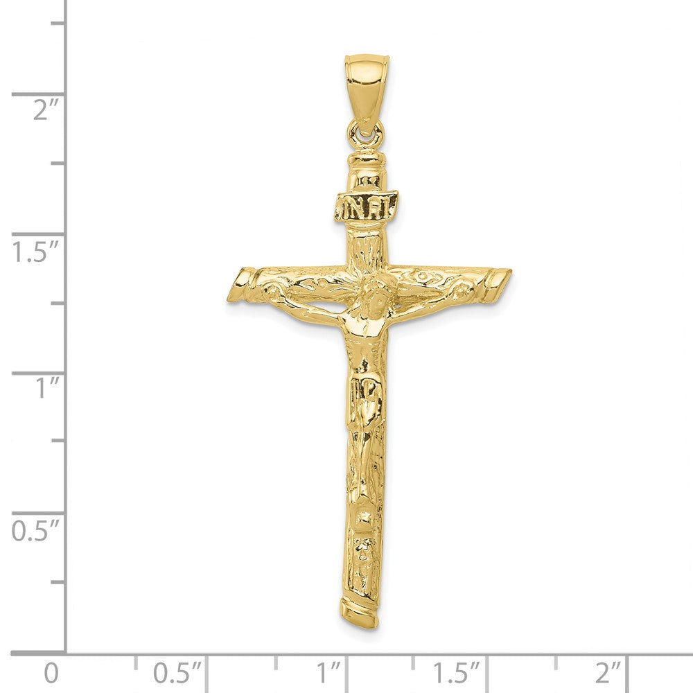 10k Yellow Gold 26 mm INRI Jesus Crucifix Pendant (4.04 grams)