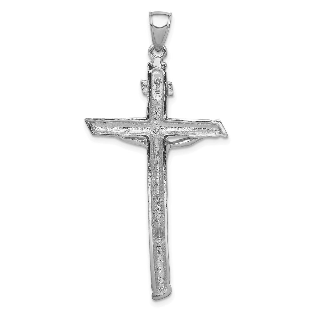 10k White Gold 26 mm INRI Jesus Crucifix Pendant (3.85 grams)