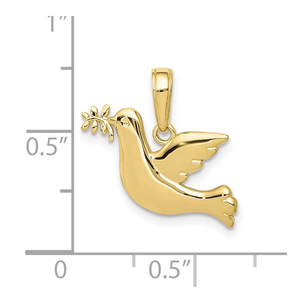 10k Yellow Gold 18 mm Polished Dove Charm (0.79 grams)