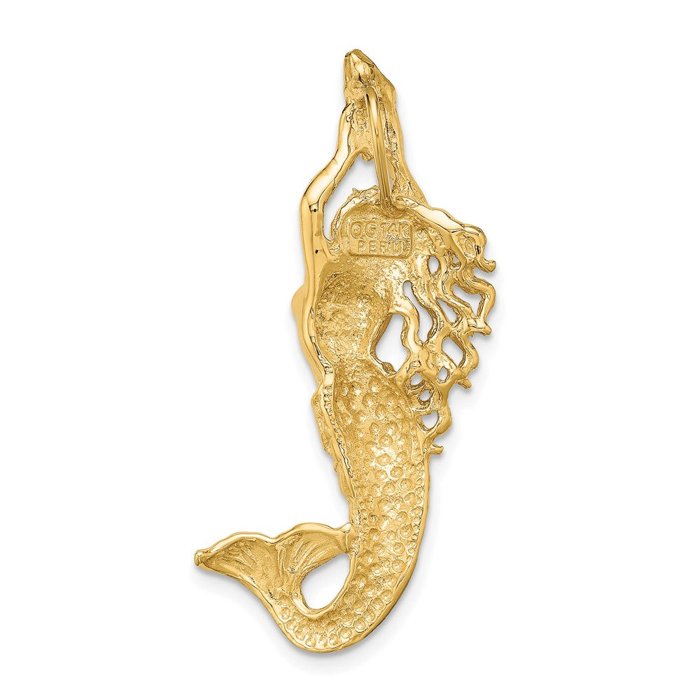 10k Yellow Gold 19 mm Gold Polished Textured Mermaid Chain Slide Pendant (4.07 grams)