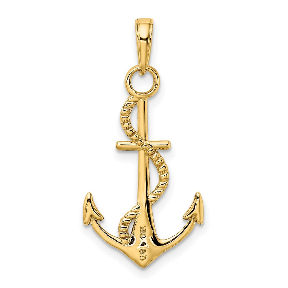 10k Yellow Gold 15 mm Gold Polished Anchor W/Rope Pendant (0.92 grams)