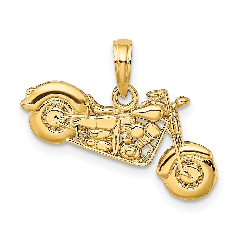 10k Yellow Gold 23 mm Gold Polished Textured 3-D Motorcycle Pendant (2.28 grams)