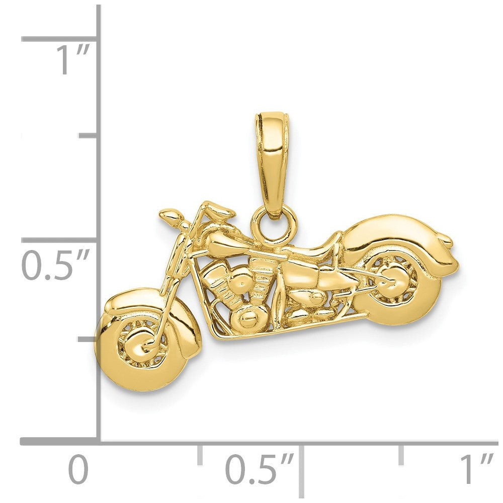 10k Yellow Gold 23 mm Gold Polished Textured 3-D Motorcycle Pendant (2.28 grams)