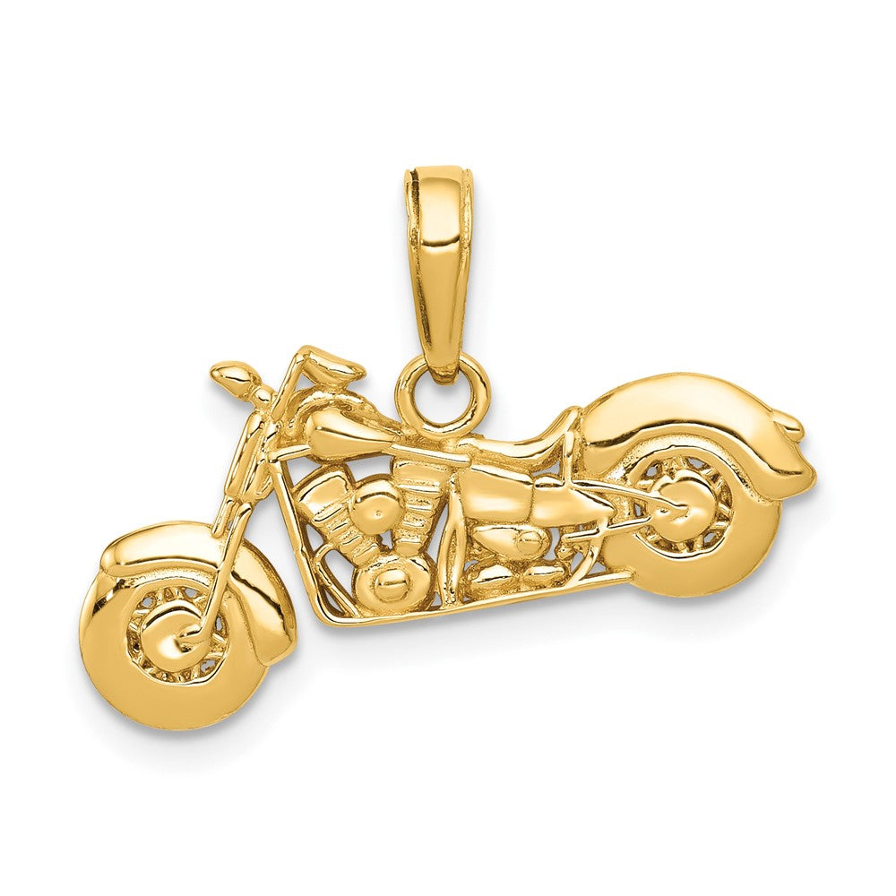 10k Yellow Gold 23 mm Gold Polished Textured 3-D Motorcycle Pendant (2.28 grams)