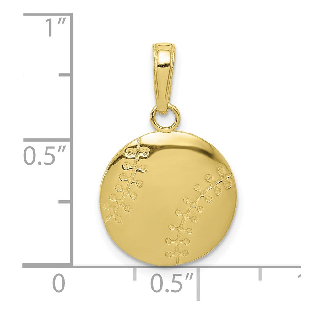 10k Yellow Gold 14 mm Gold Polished Baseball Closed Back Pendant (2.02 grams)