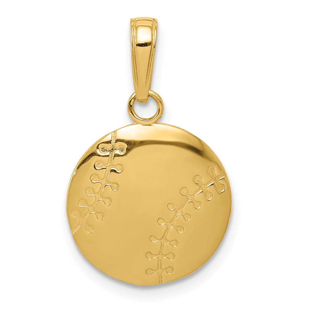 10k Yellow Gold 14 mm Gold Polished Baseball Closed Back Pendant (2.02 grams)