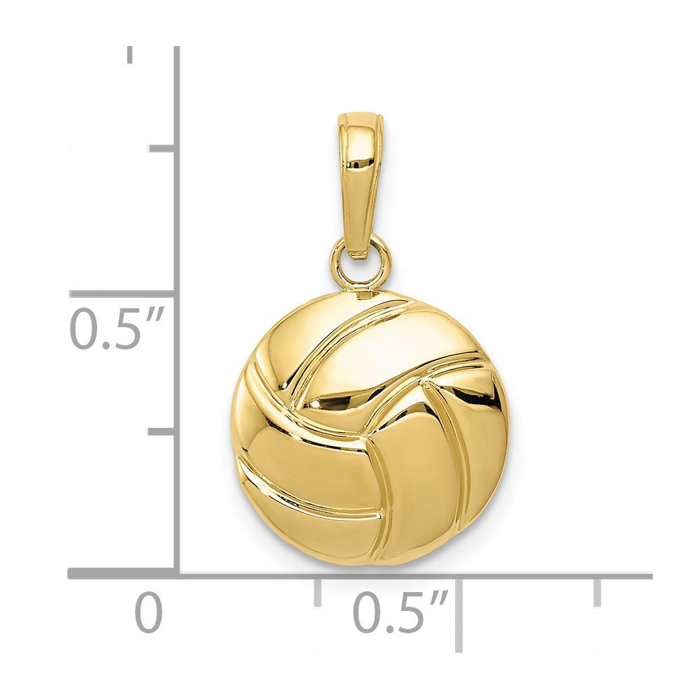 10k Yellow Gold 13 mm Gold Polished Volleyball Pendant (0.93 grams)