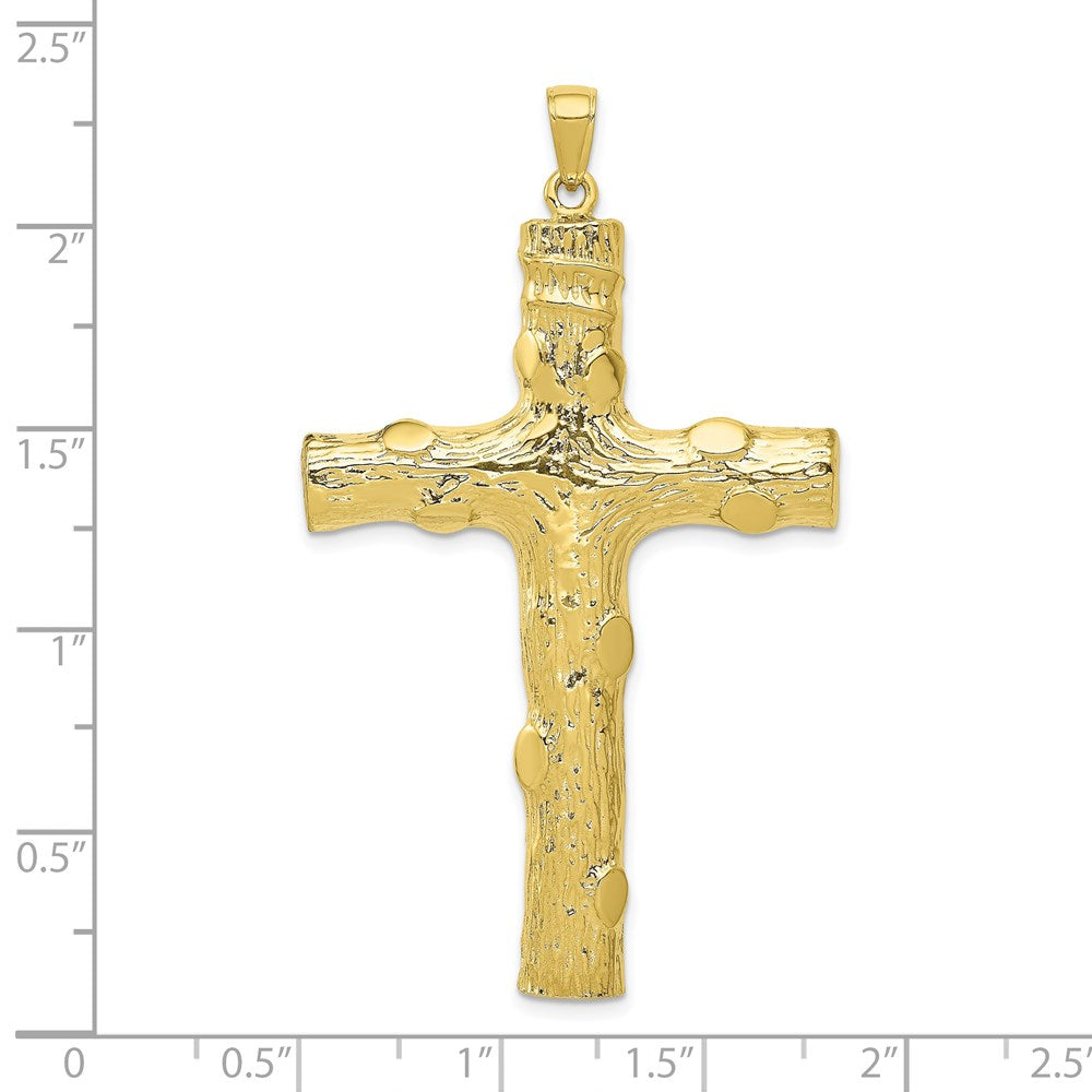 10k Yellow Gold 33 mm Large Textured Cross Pendant (10.12 grams)