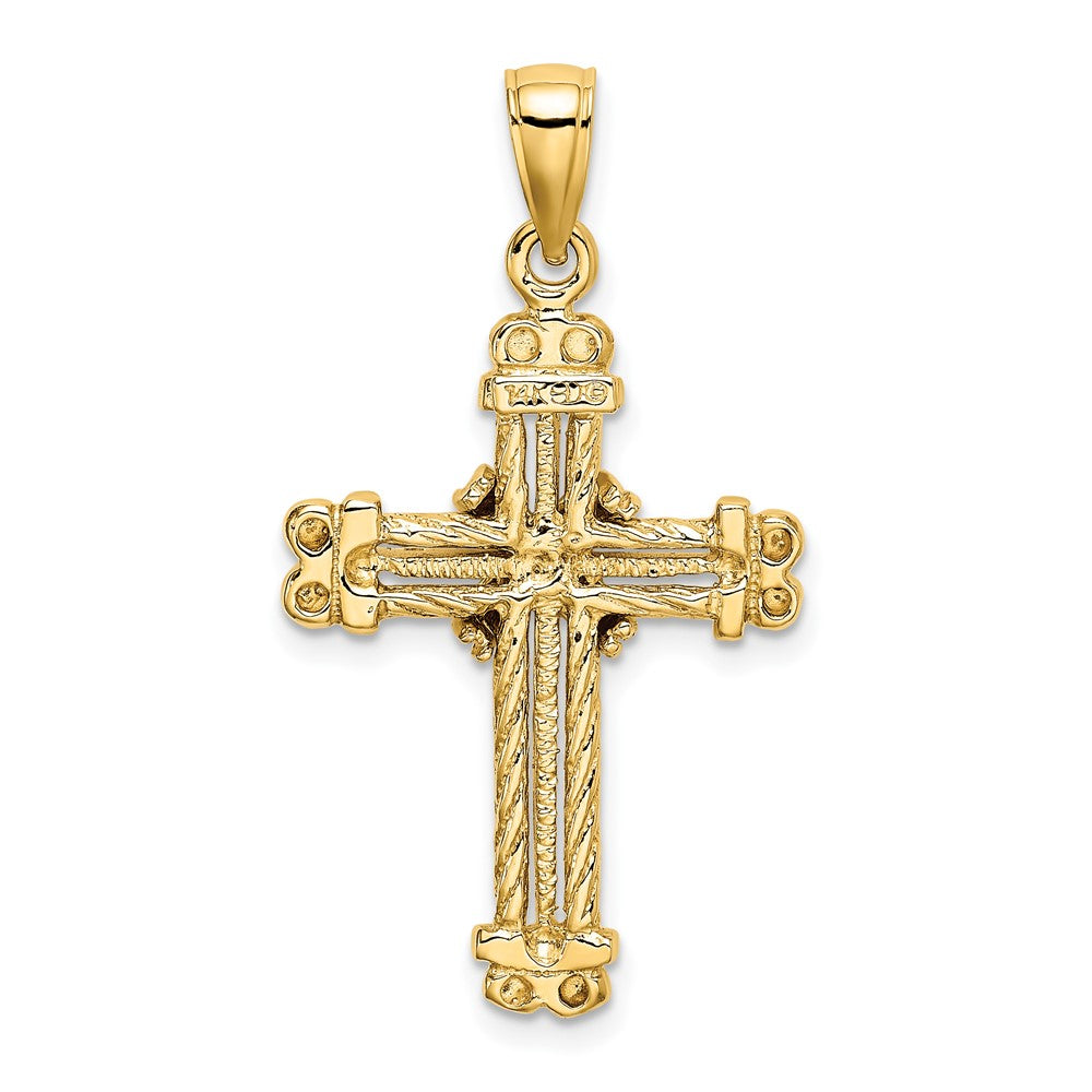 10k Yellow Gold 19 mm Gold Polished Textured Cross Pendant (2.85 grams)