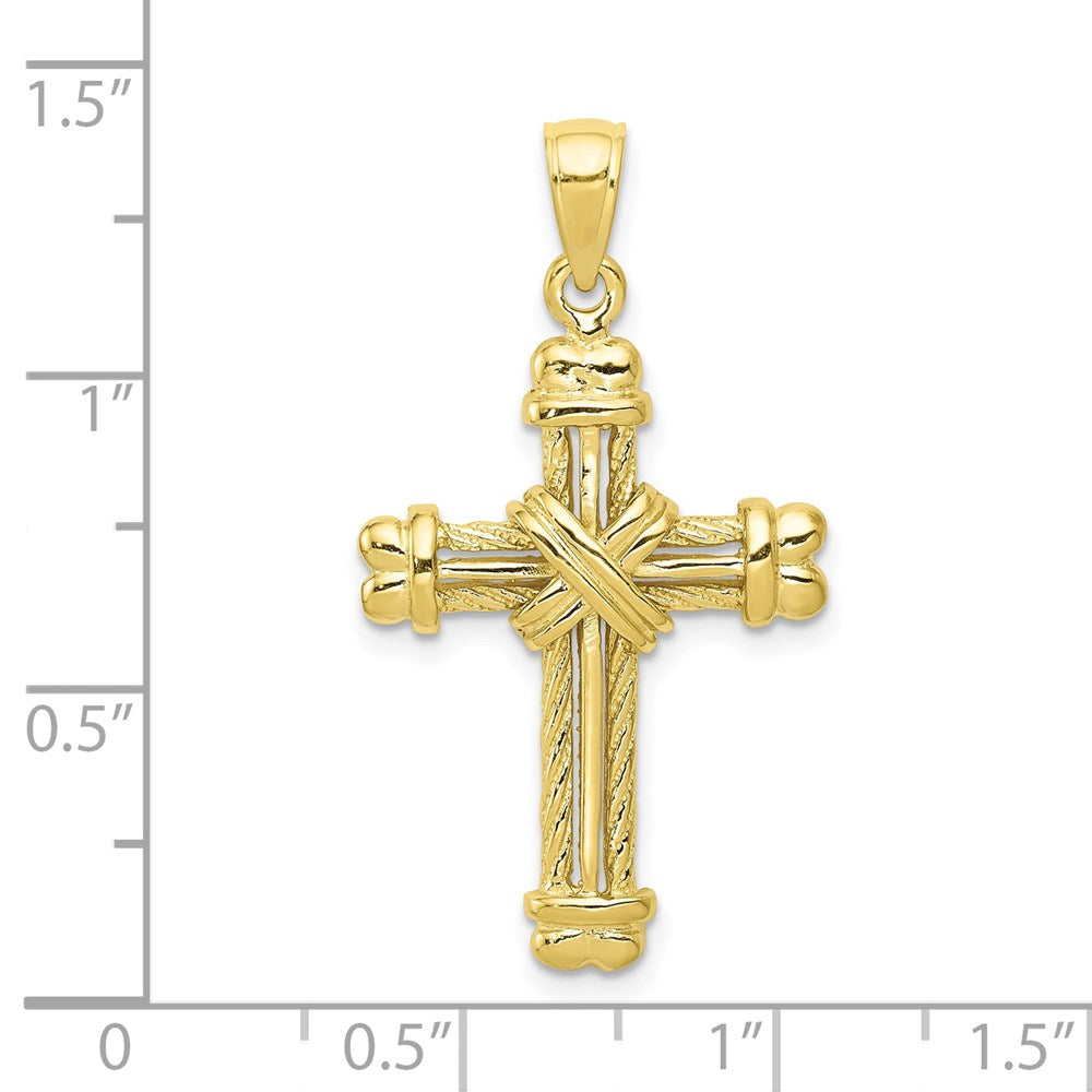 10k Yellow Gold 19 mm Gold Polished Textured Cross Pendant (2.85 grams)