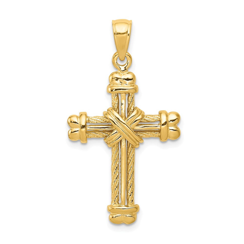 10k Yellow Gold 19 mm Gold Polished Textured Cross Pendant (2.85 grams)