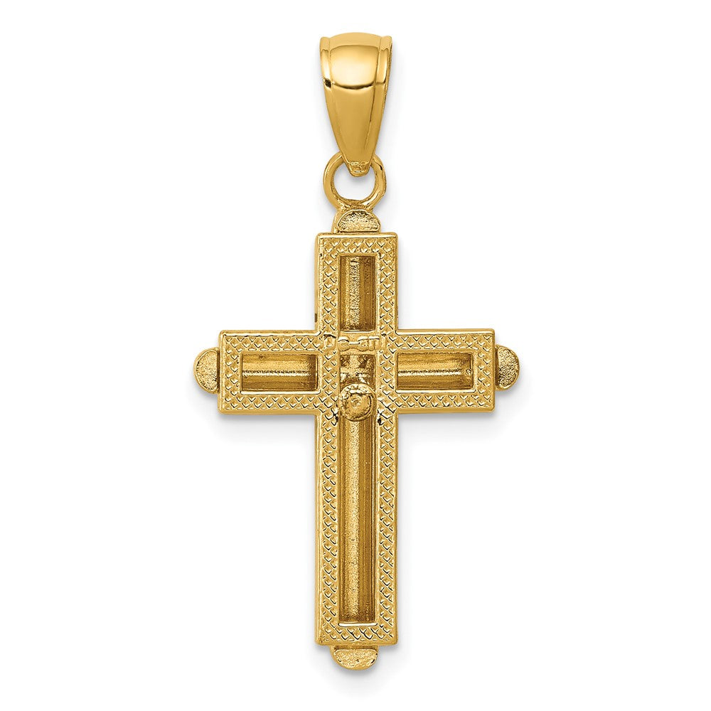 10k Yellow Gold 15.5 mm Gold Polished Beveled Stick Cross W/Frame Pendant (1.7 grams)