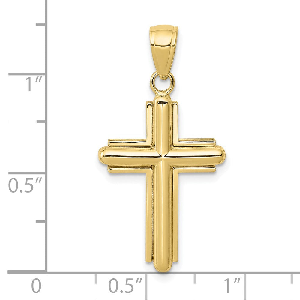 10k Yellow Gold 15.5 mm Gold Polished Beveled Stick Cross W/Frame Pendant (1.7 grams)