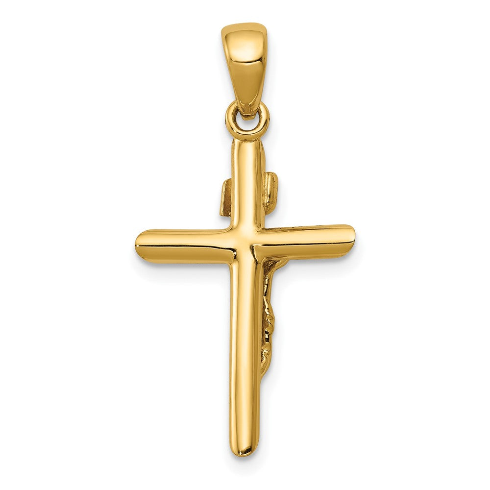 10k Yellow Gold 16 mm Gold Polished 2-D Jesus Crucifix with Jesus on Cross Pendant (2.42 grams)