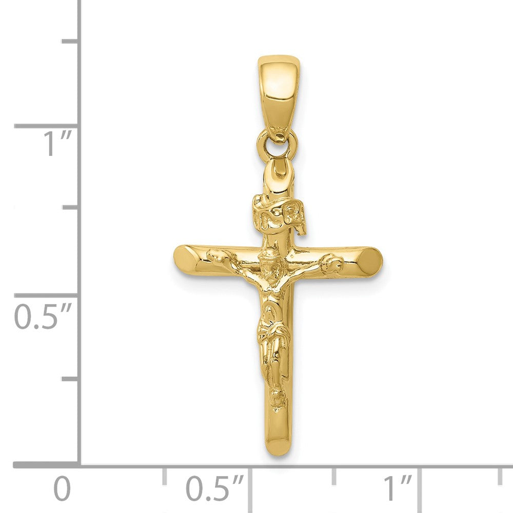 10k Yellow Gold 16 mm Gold Polished 2-D Jesus Crucifix with Jesus on Cross Pendant (2.42 grams)