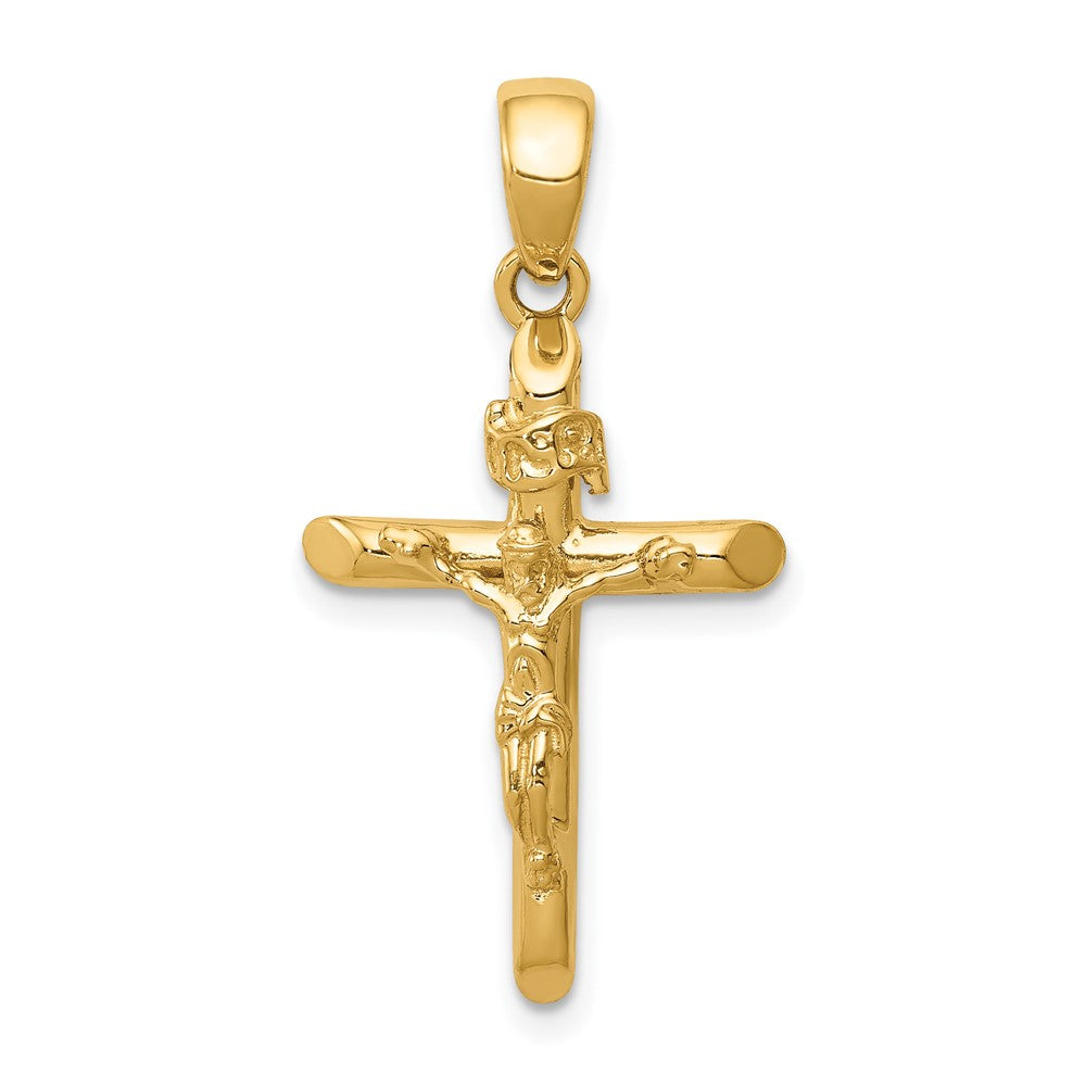 10k Yellow Gold 16 mm Gold Polished 2-D Jesus Crucifix with Jesus on Cross Pendant (2.42 grams)