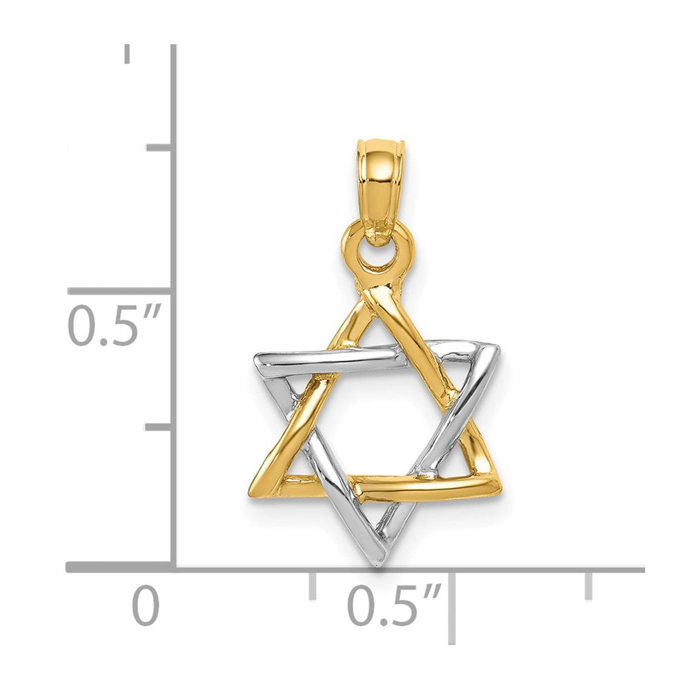 10k Two-tone 12 mm Two-tone Polished Star of David Pendant (0.83 grams)