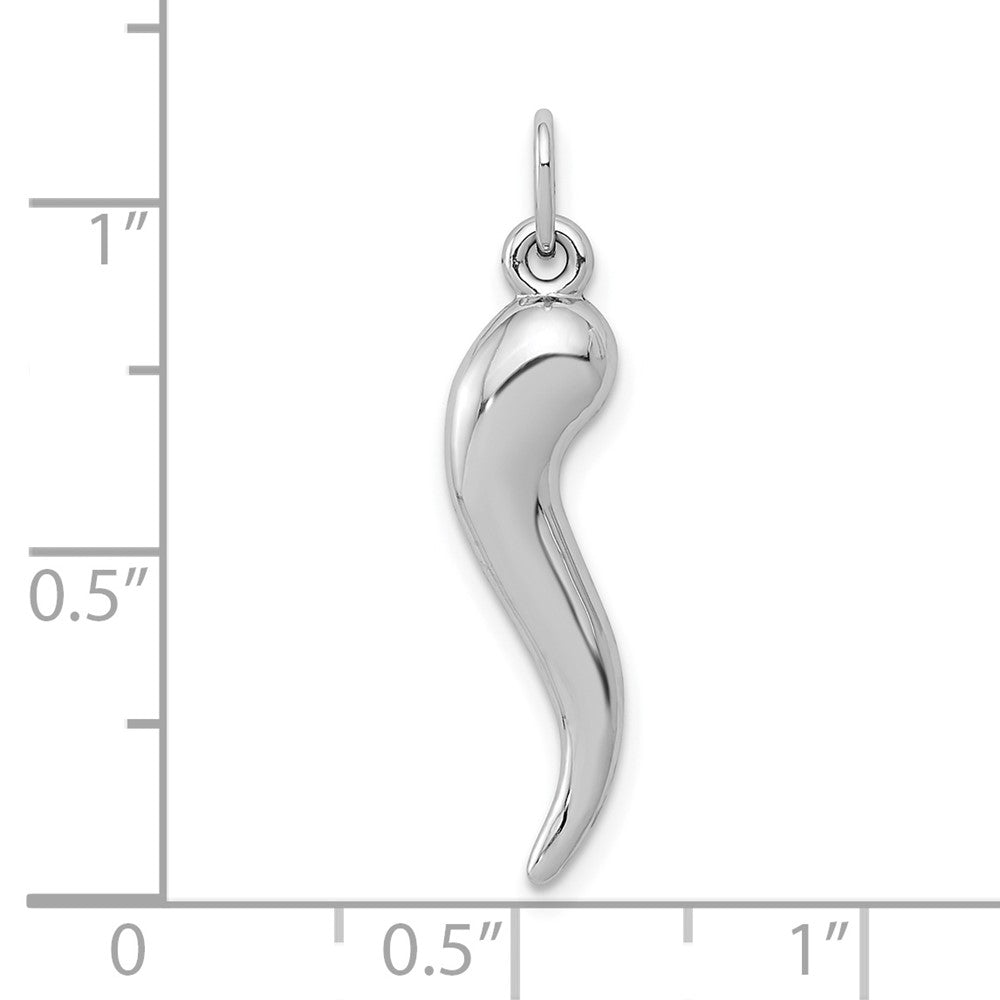 10k White Gold 6.23 mm Italian Horn Charm (0.42 grams)