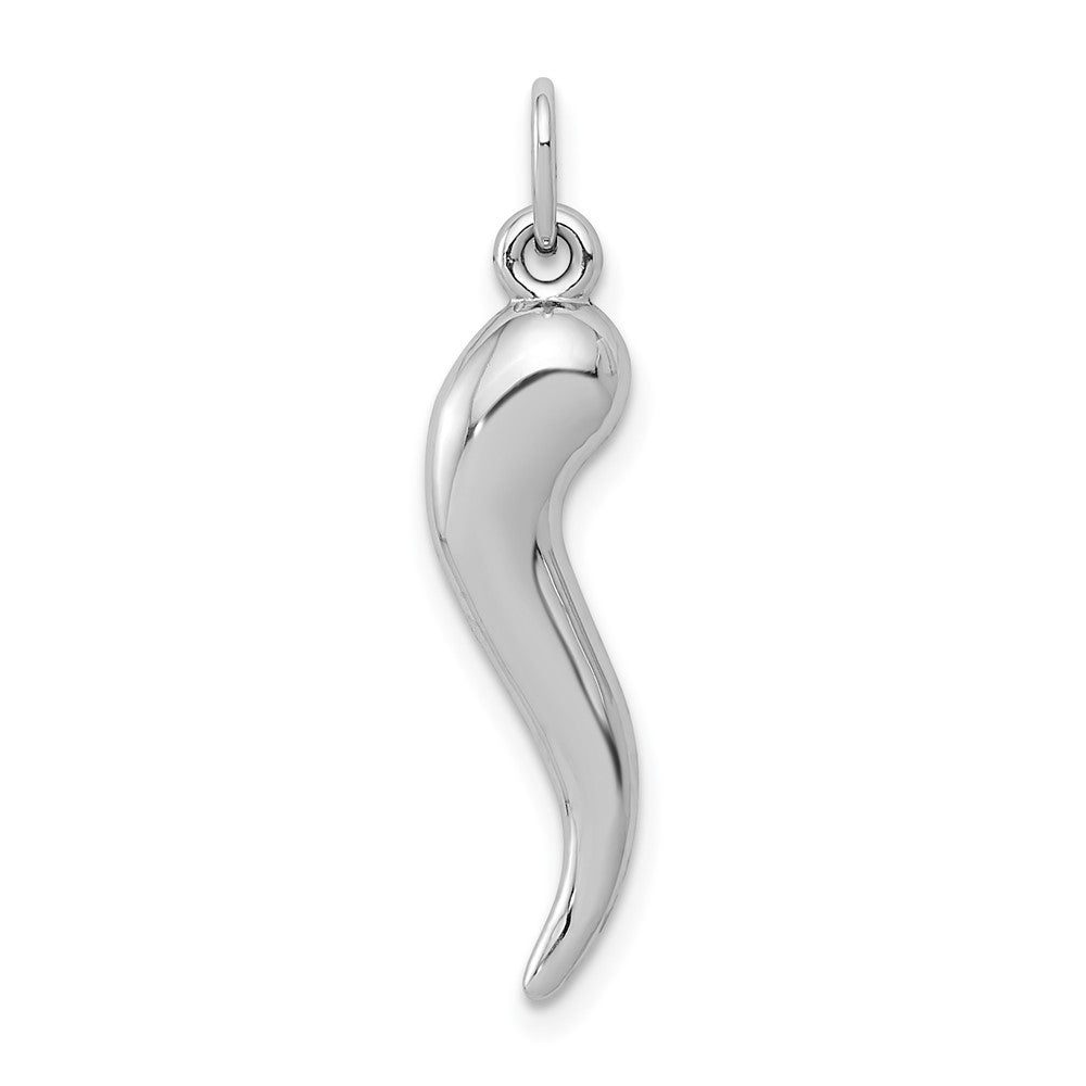 10k White Gold 6.23 mm Italian Horn Charm (0.42 grams)