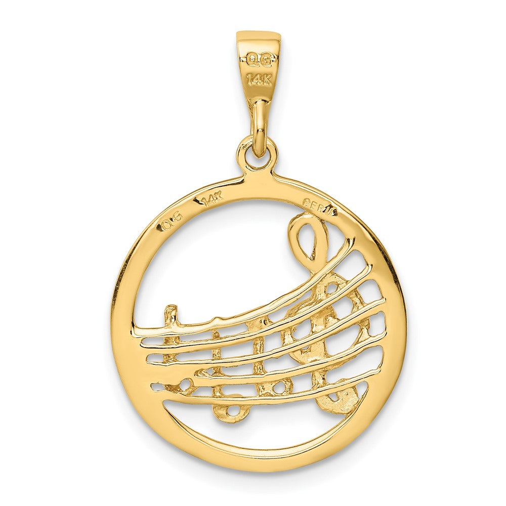 10k Yellow Gold 19.5 mm Gold Polished Musical Notes Pendant (2.02 grams)