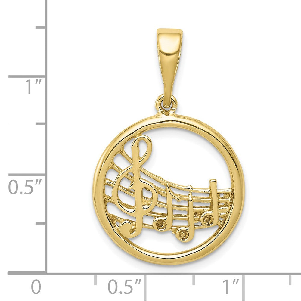 10k Yellow Gold 19.5 mm Gold Polished Musical Notes Pendant (2.02 grams)