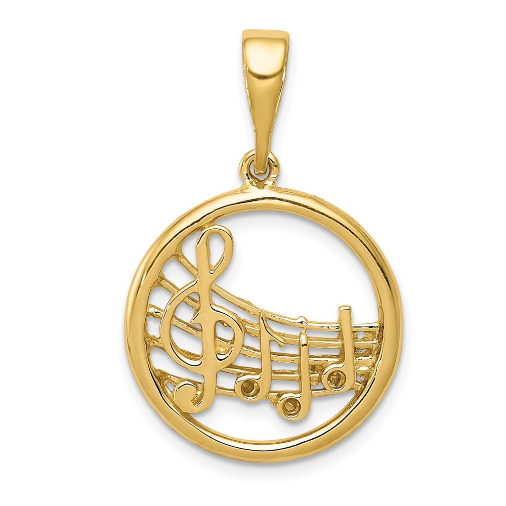 10k Yellow Gold 19.5 mm Gold Polished Musical Notes Pendant (2.02 grams)