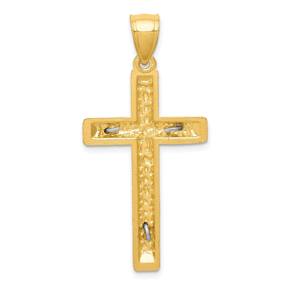 10k Two-tone 20 mm Diamond Cut Jesus Crucifix Pendant (2.24 grams)