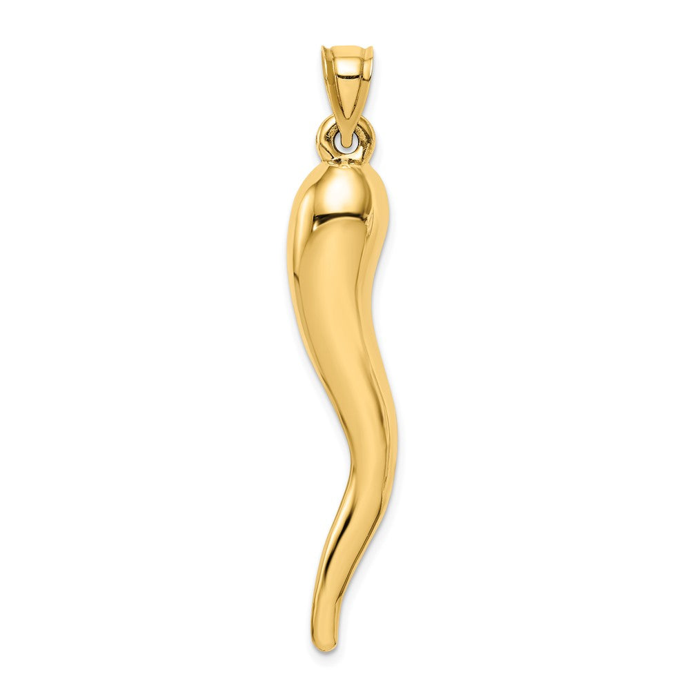 10k Yellow Gold 8 mm Hollow Italian Horn Pendant (1.42 grams)