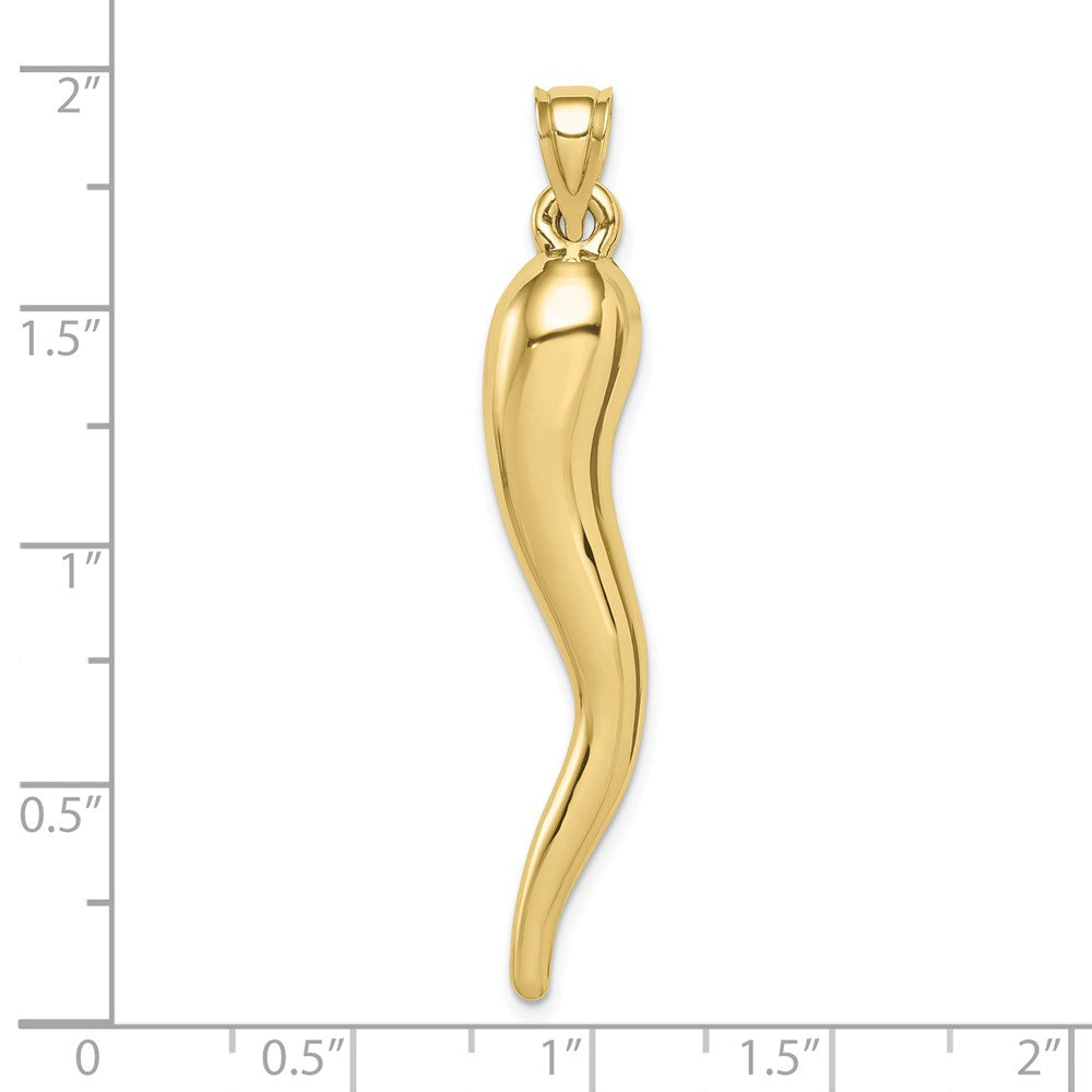 10k Yellow Gold 8 mm Hollow Italian Horn Pendant (1.42 grams)