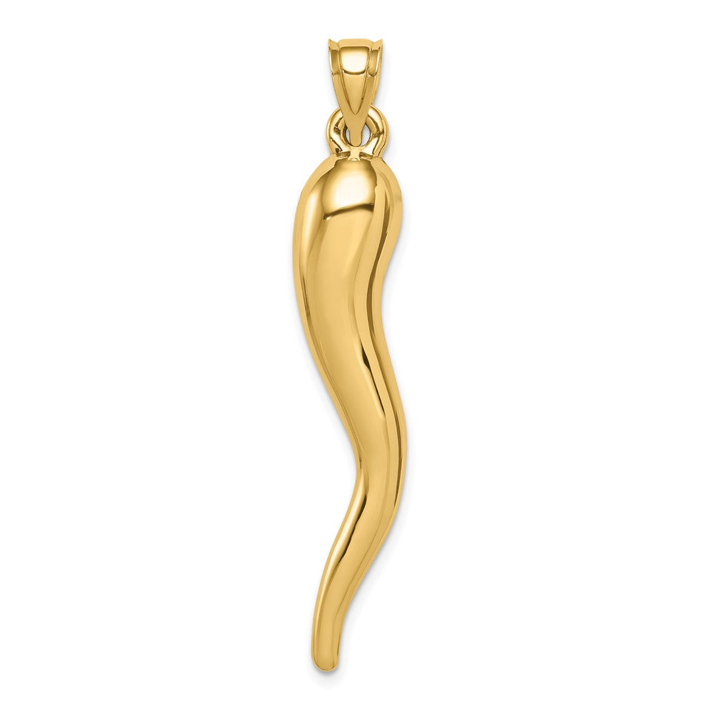 10k Yellow Gold 8 mm Hollow Italian Horn Pendant (1.42 grams)